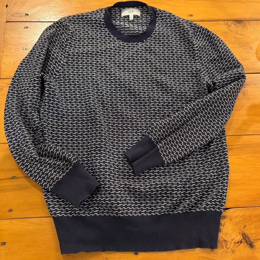 Jack Spade Warren Street New York 100% Cotton Sweater – Men’s Small Navy Pattern
